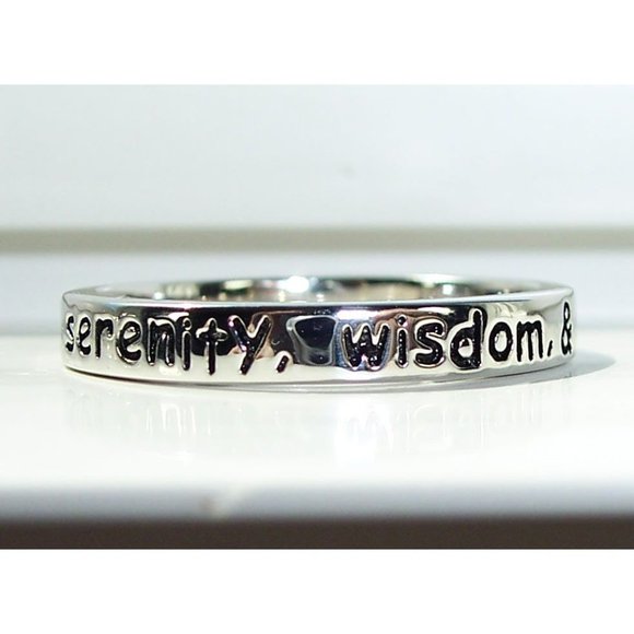 925 STERLING SILVER Serenity Prayer Inspirational Band Ring - Picture 3 of 14